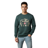 Men's 'Cowboys Time' Bottle Green Graphic Fleece Sweatshirt