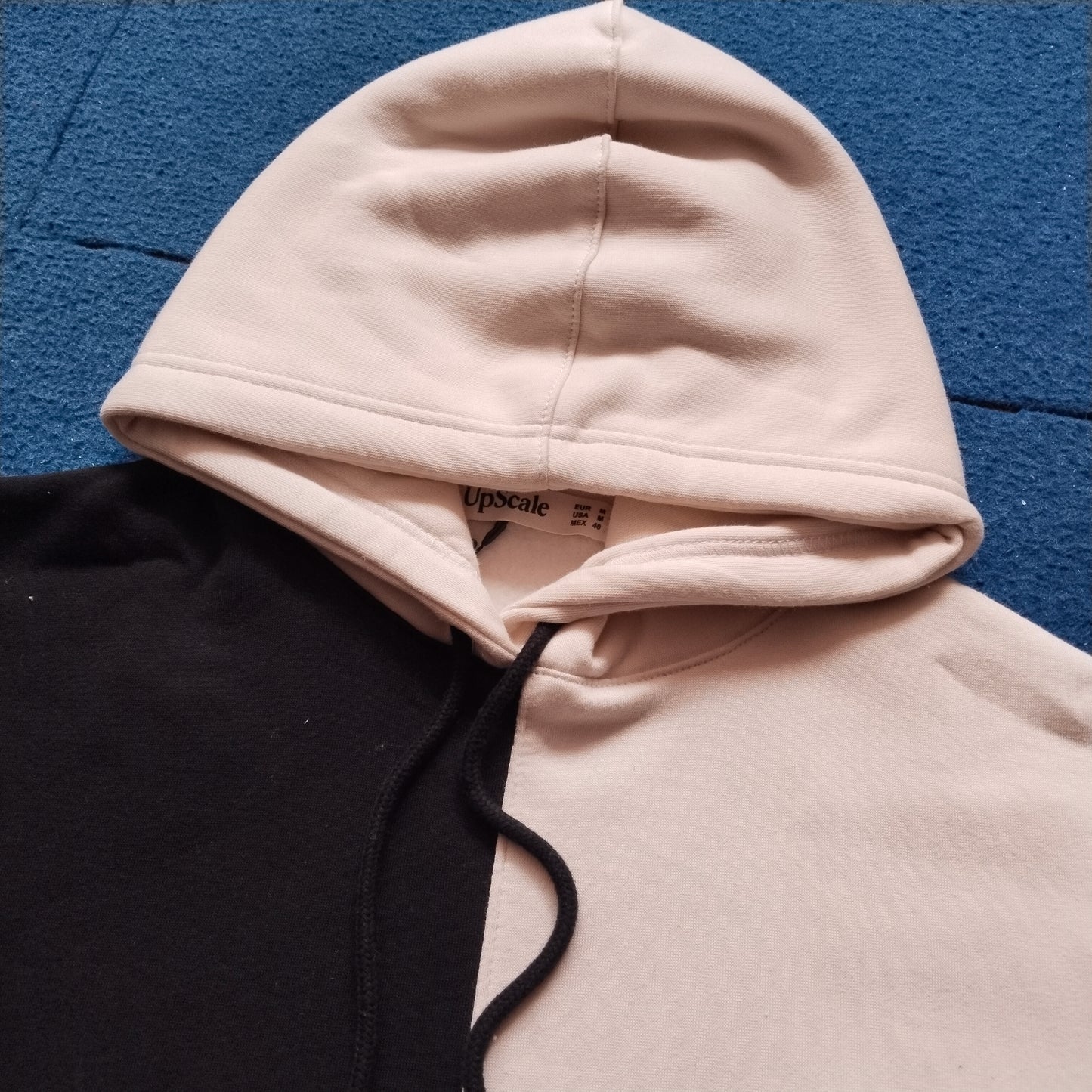 Men's 'Split Panel' Fleece Hoodie | Black, Off White & Mustard