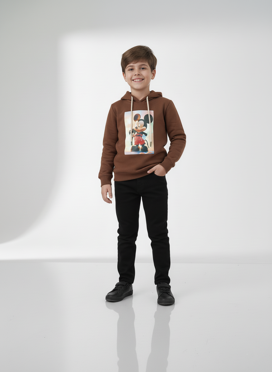 Boys Chocolate Brown “Mickey Mouse” Hoodie
