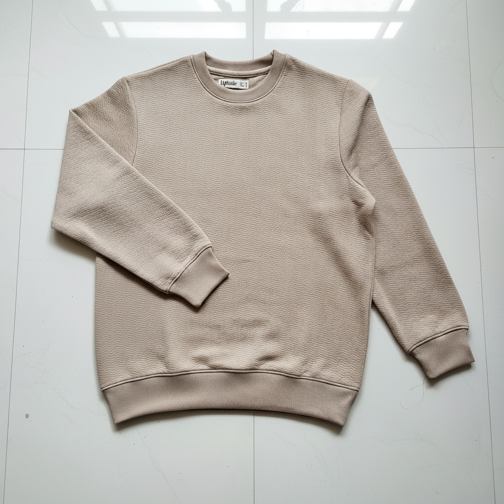 Men's Textured Jacquard Knit 'Beige' Sweatshirt