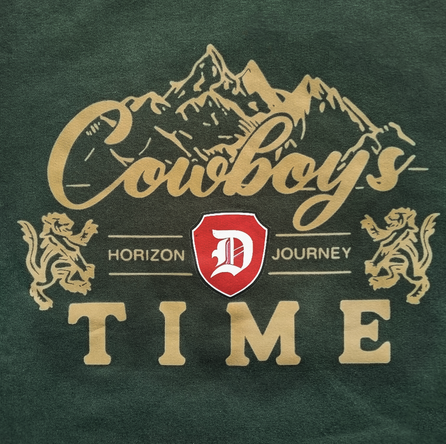 Men's 'Cowboys Time' Bottle Green Graphic Fleece Sweatshirt