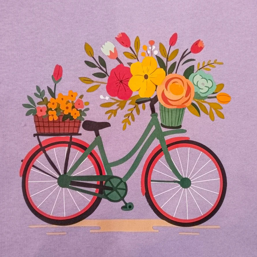 Girls ''PURPLE'' ' Flower Power Bicycle Graphic Sweatshirt