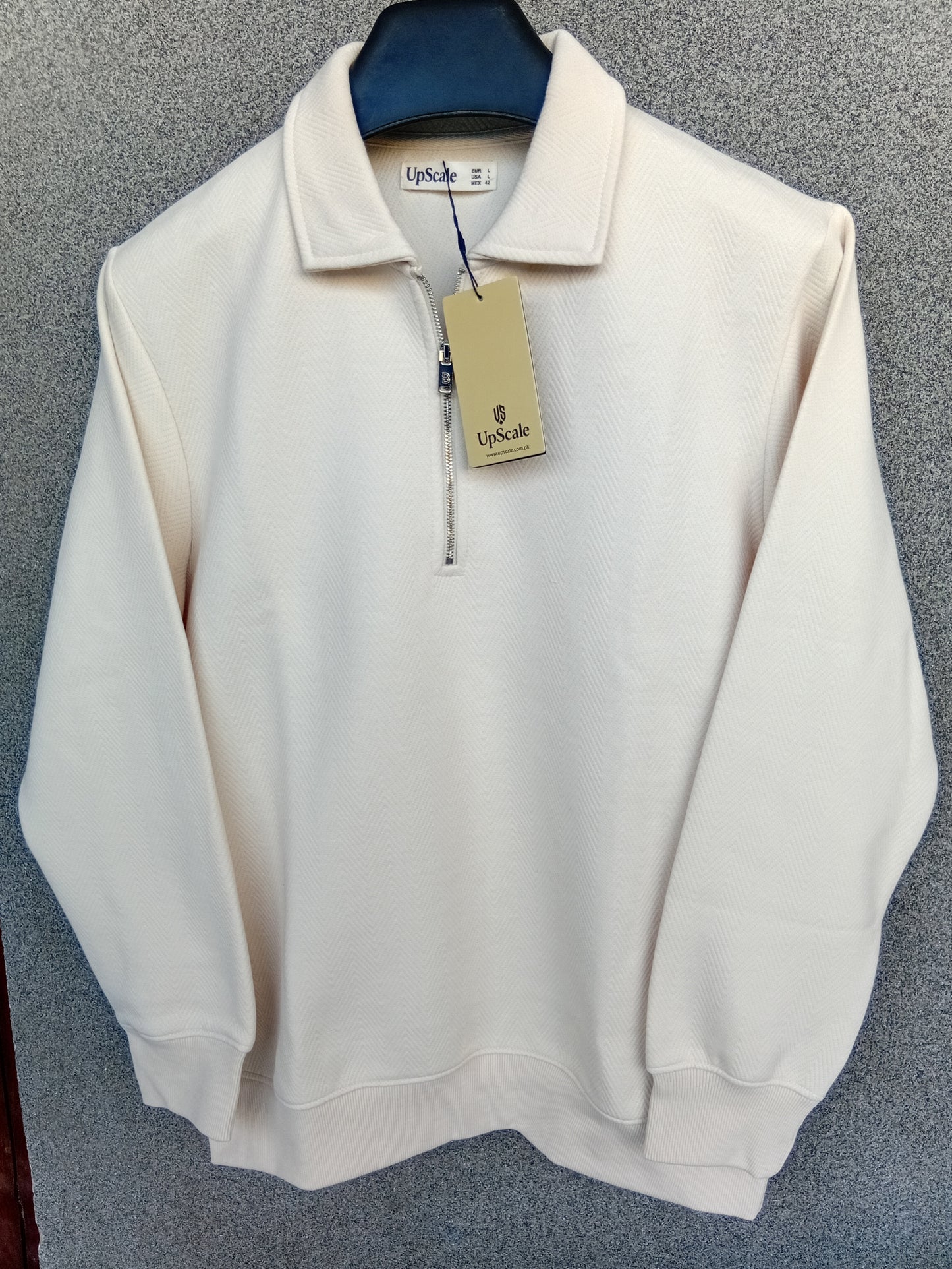 Men's OAT MILK color Jacquard Knit sweatshirt