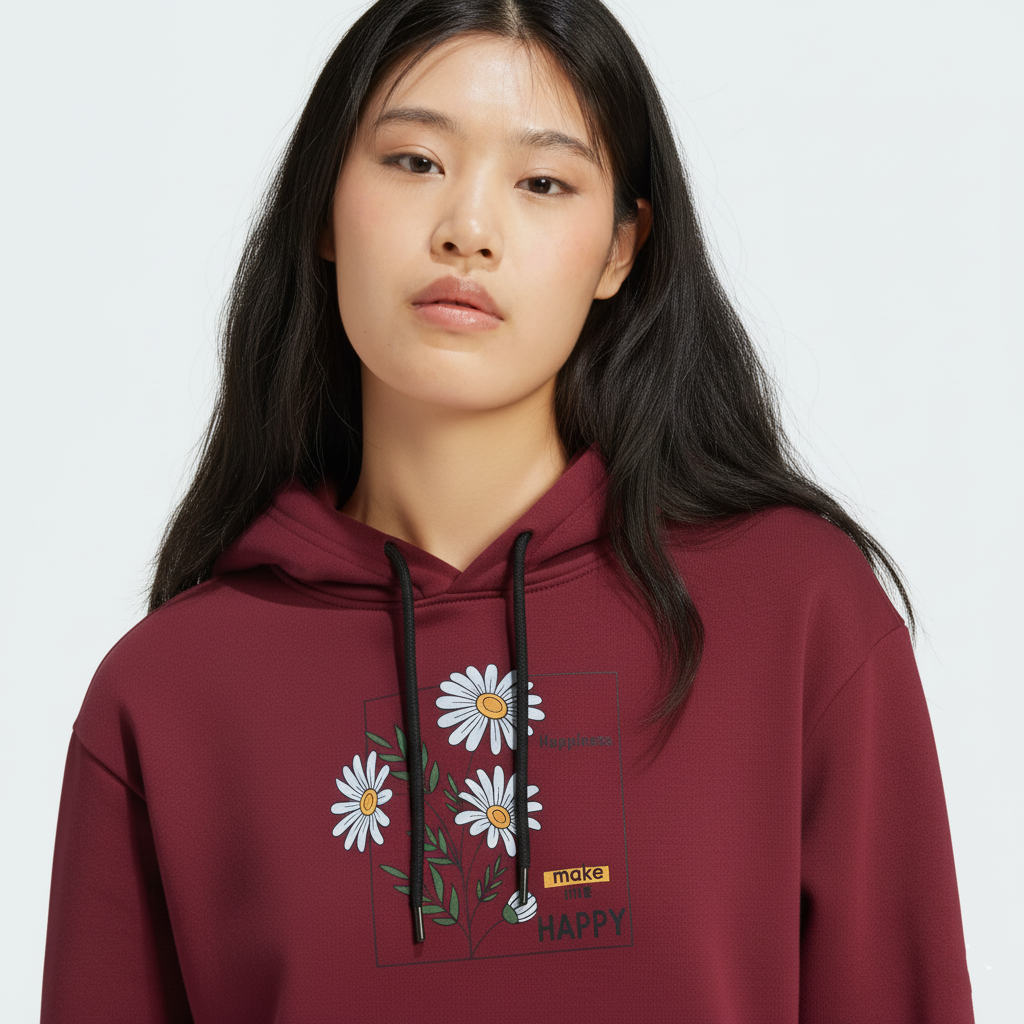 Women's Daisy Graphic Hoodie - Maroon/Pullover
