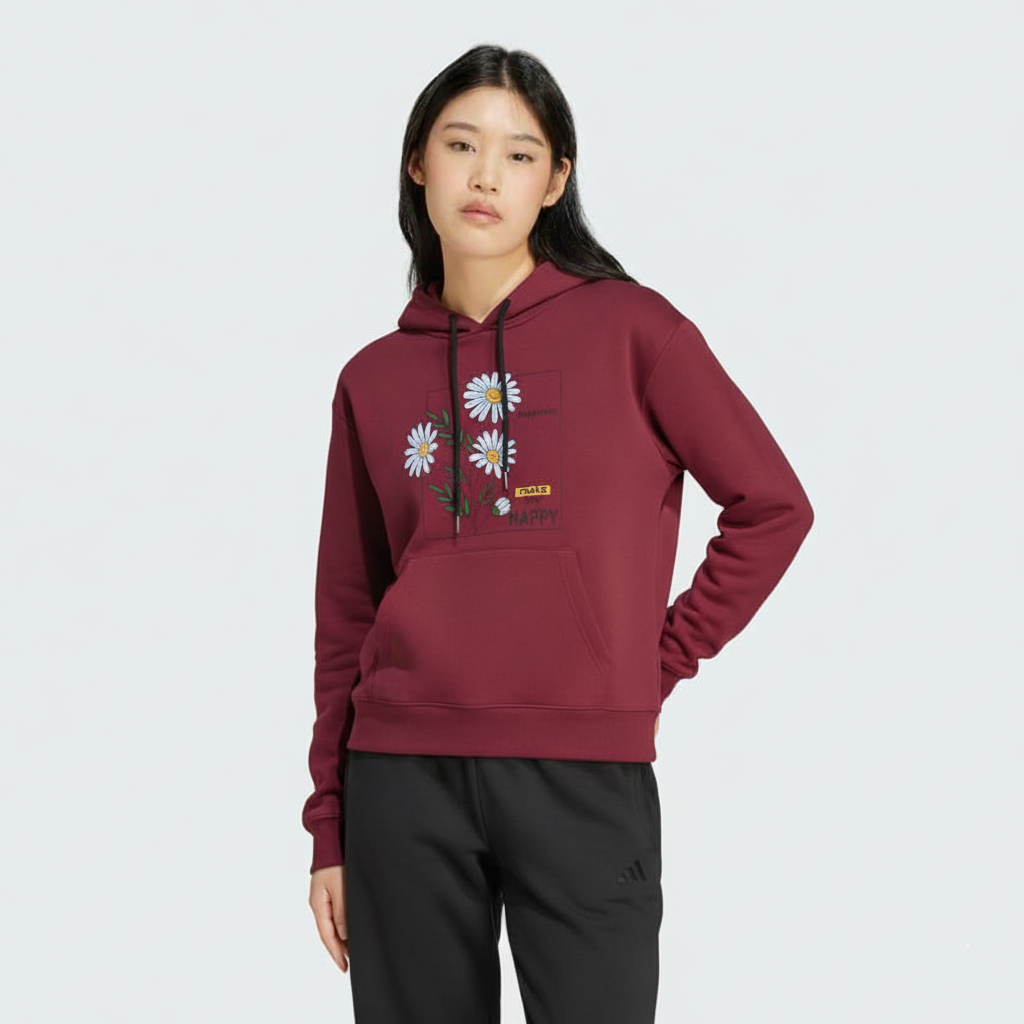 Women's Daisy Graphic Hoodie - Maroon/Pullover