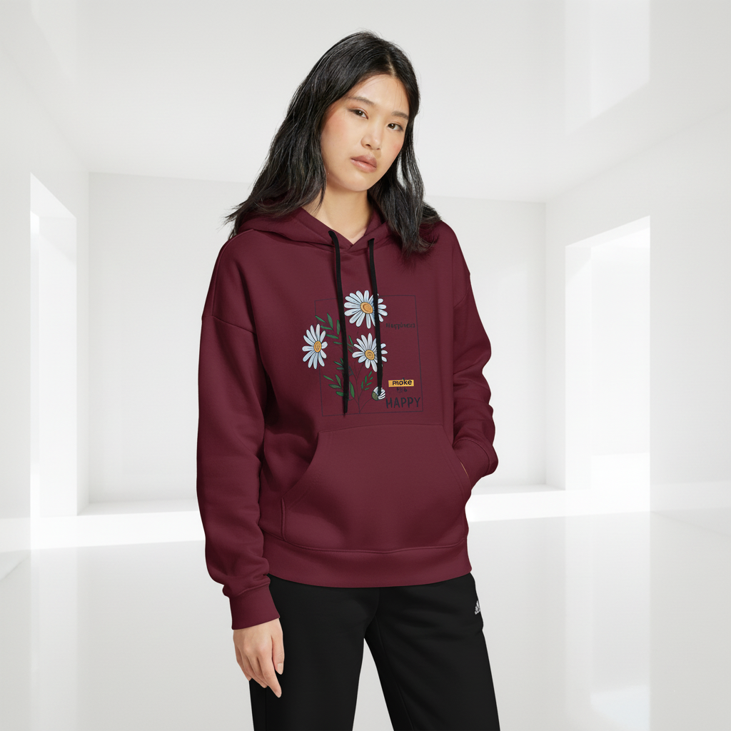 Women's Daisy Graphic Hoodie - Maroon/Pullover