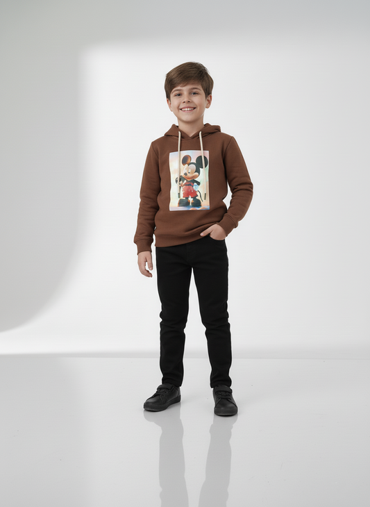 Boys Chocolate Brown “Mickey Mouse” Hoodie
