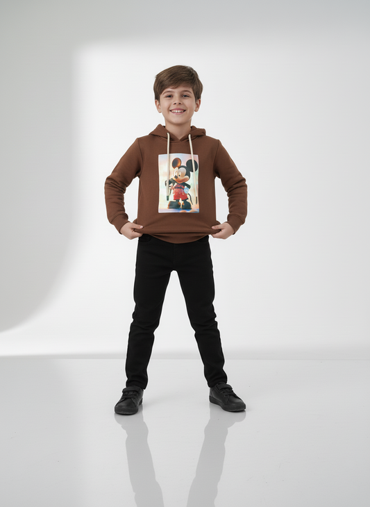 Boys Chocolate Brown “Mickey Mouse” Hoodie