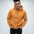 Men’s Mustard Fleece Hoodie – Classic Warm Winter Pullover with Kangaroo Pocket