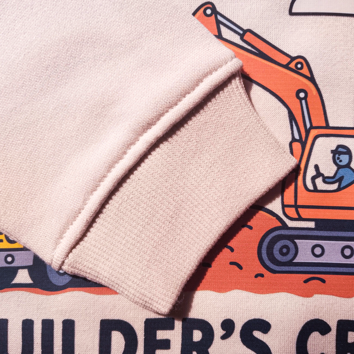 Beige Construction Theme Boys' Sweatshirt