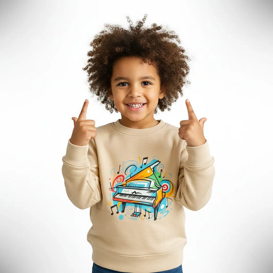 Boys Beige Piano Art Sweatshirt – Beige
