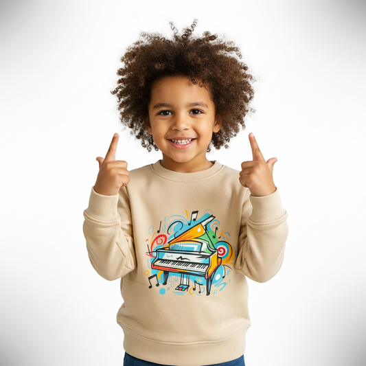 Boys Beige Piano Art Sweatshirt – Beige