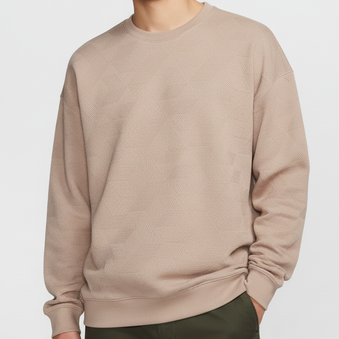 Men's ''Beige'' Jacquard Knit Sweatshirt
