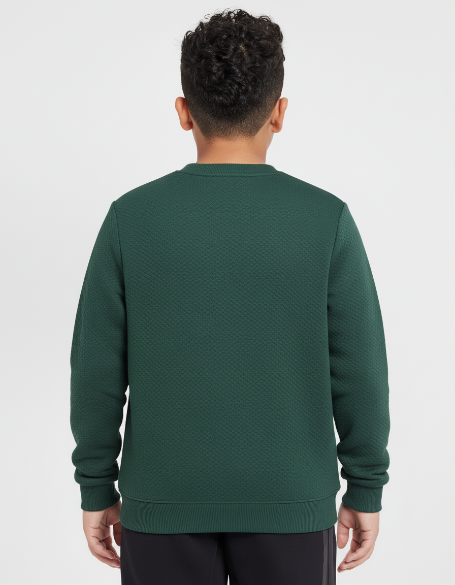Boys' Basic Quilted Pattern Crewneck Jumper