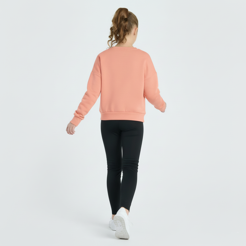 Girls' Pink/Peach Heart Graphic Fleece Sweatshirt