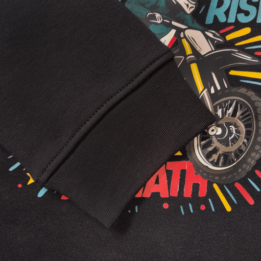 Boys Black 'Sweatshirt' with Moto Cross Rider Print