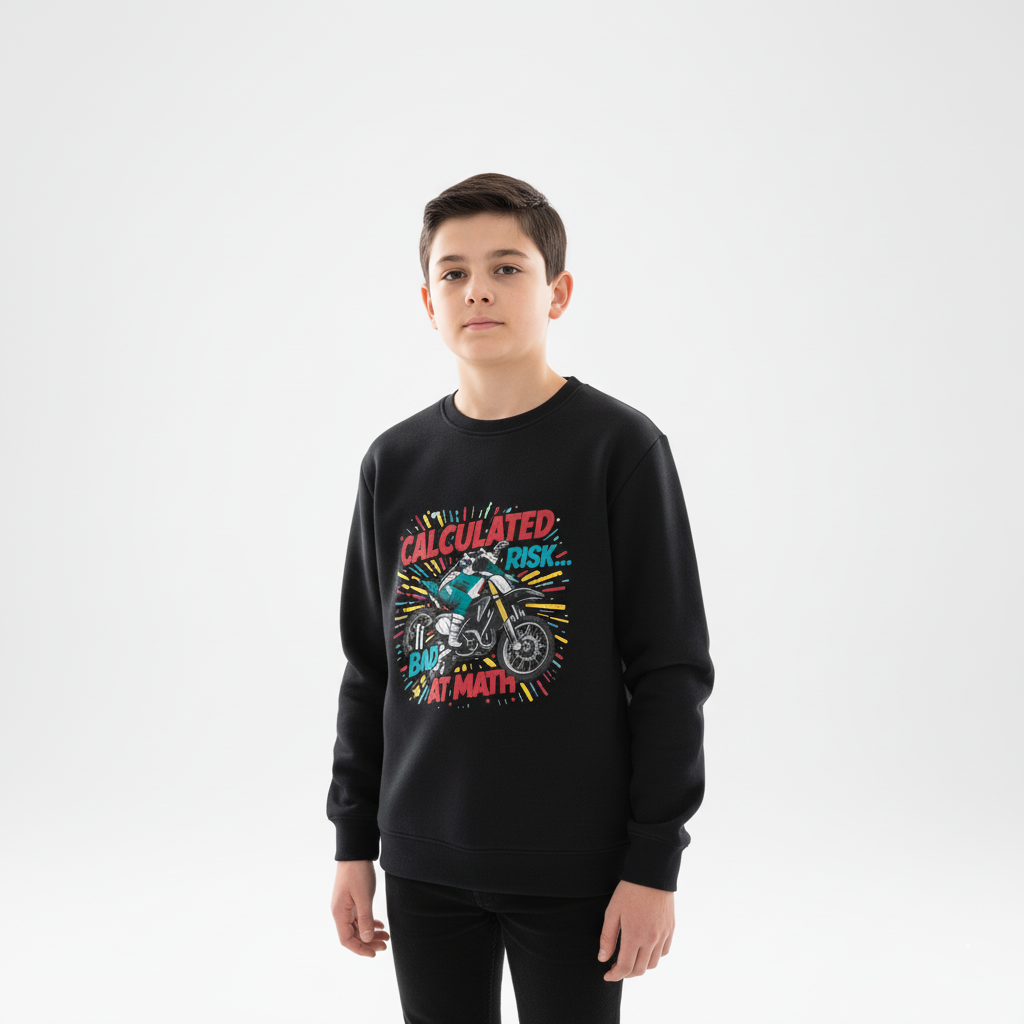Boys Black 'Sweatshirt' with Moto Cross Rider Print