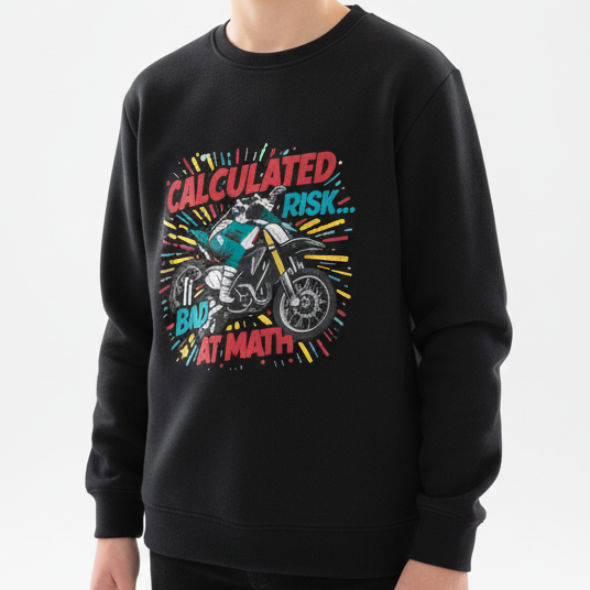 Boys Black 'Sweatshirt' with Moto Cross Rider Print