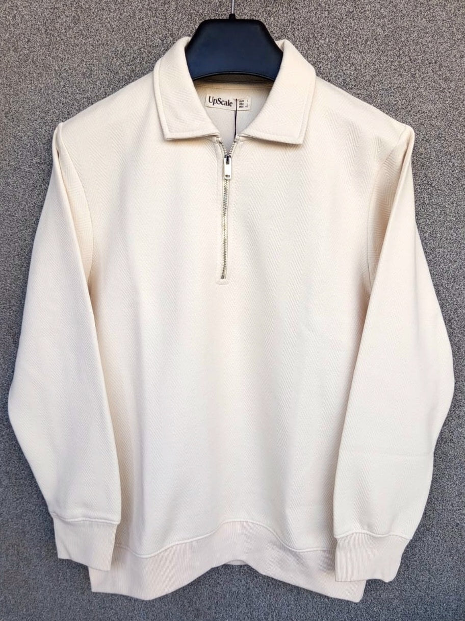 Men's OAT MILK color Jacquard Knit sweatshirt