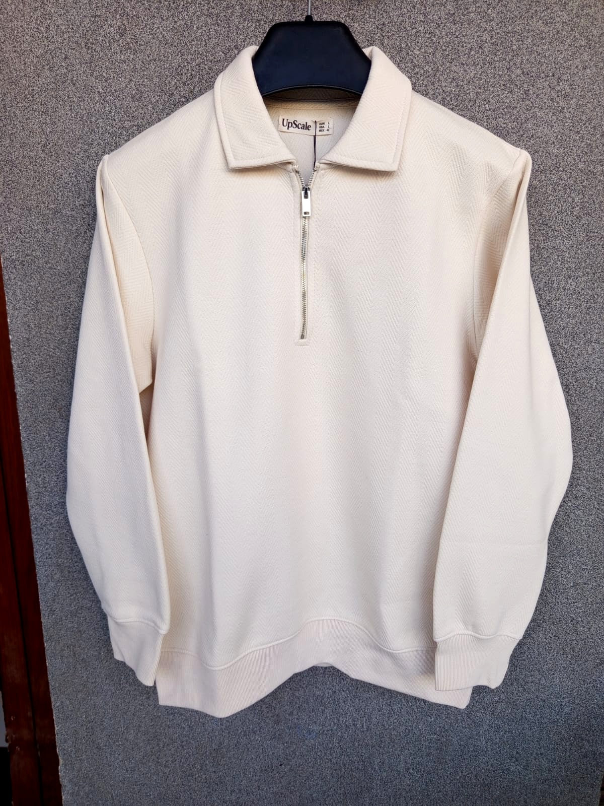 Men's OAT MILK color Jacquard Knit sweatshirt