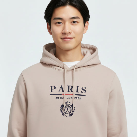 Men's Paris Graphic Hoodie - Beige/Light Tan Pullover