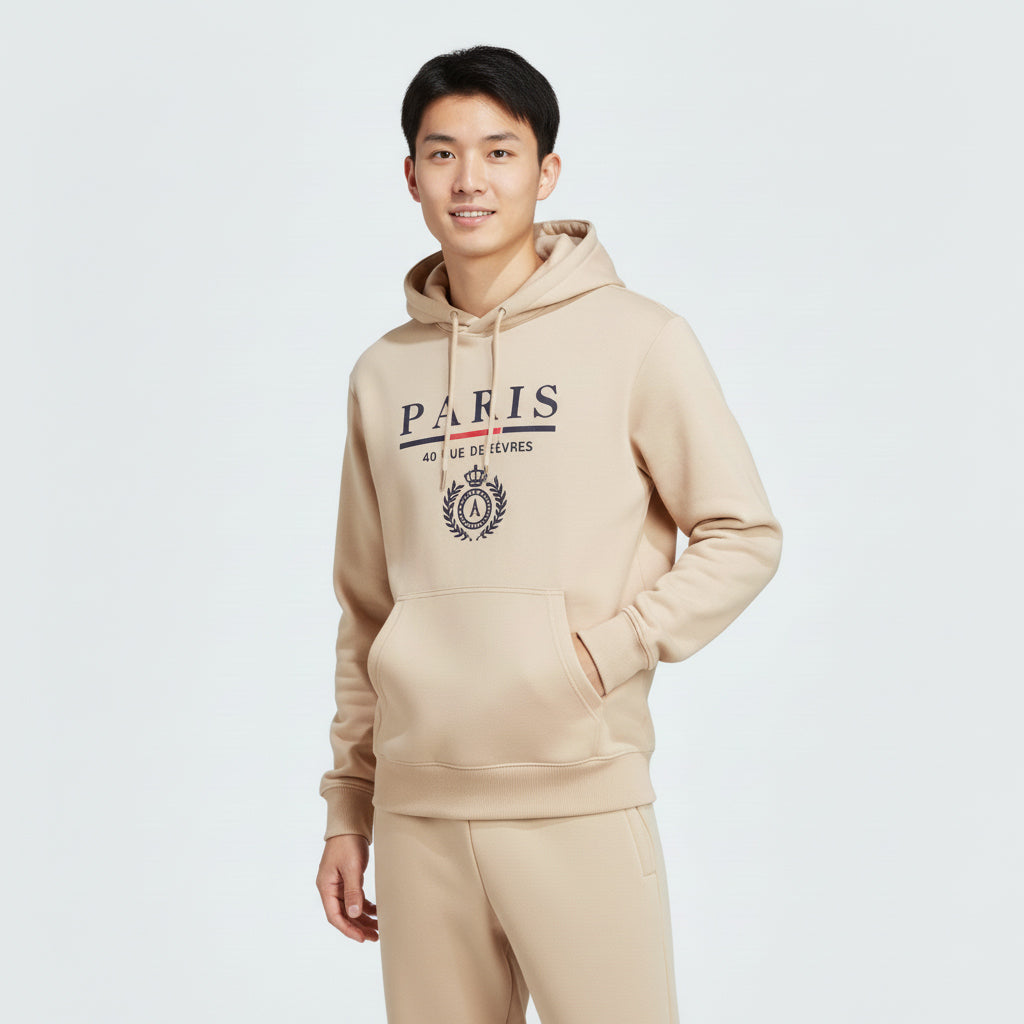 Men's Paris Graphic Hoodie - Beige/Light Tan Pullover