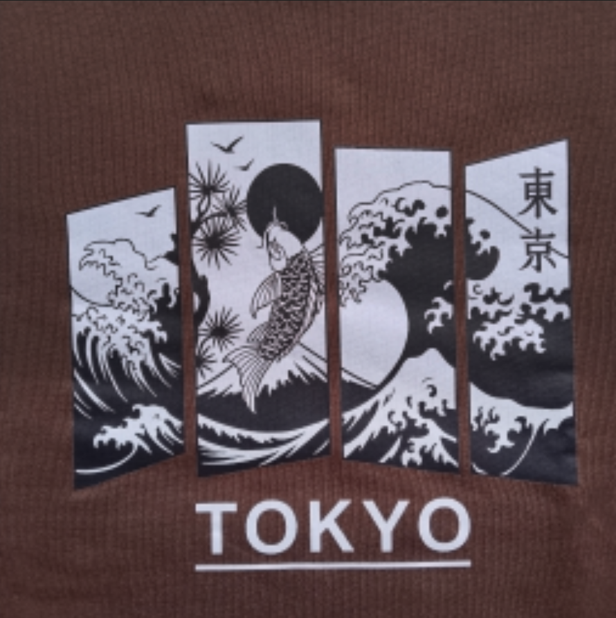 Men's ''Tokyo Koi Fish'' Chocolate Brown Graphic Sweatshirt