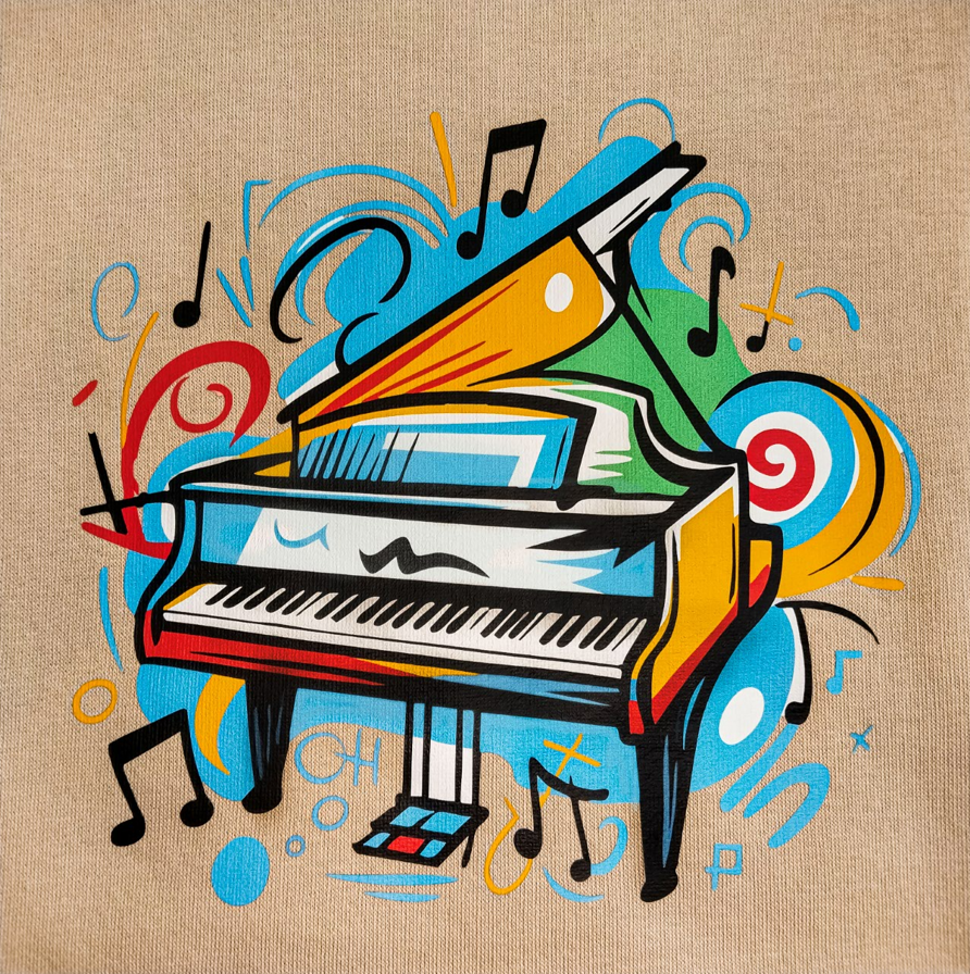 Boys Beige Piano Art Sweatshirt – Beige