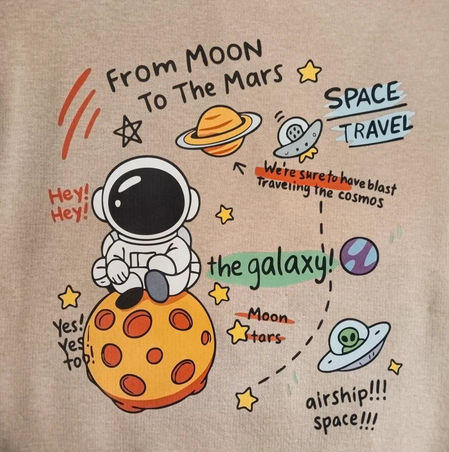 Boys “From Moon to Mars Space Travel” Beige Sweatshirt