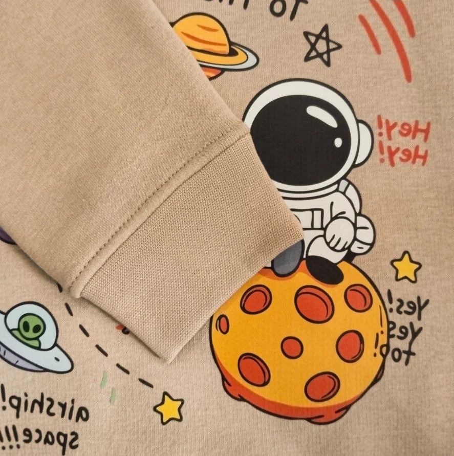 Boys “From Moon to Mars Space Travel” Beige Sweatshirt