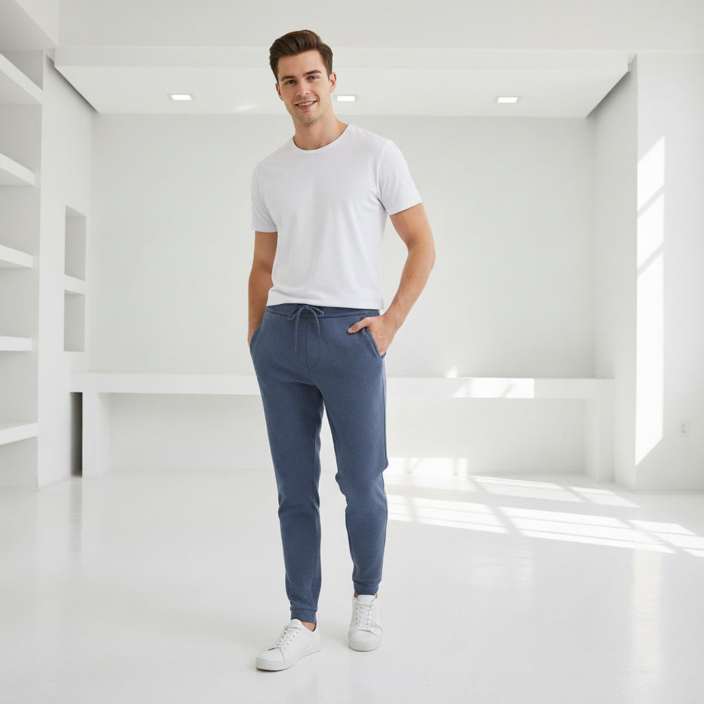 Zinc Geometric Textured Knit Joggers | Modern Loungewear