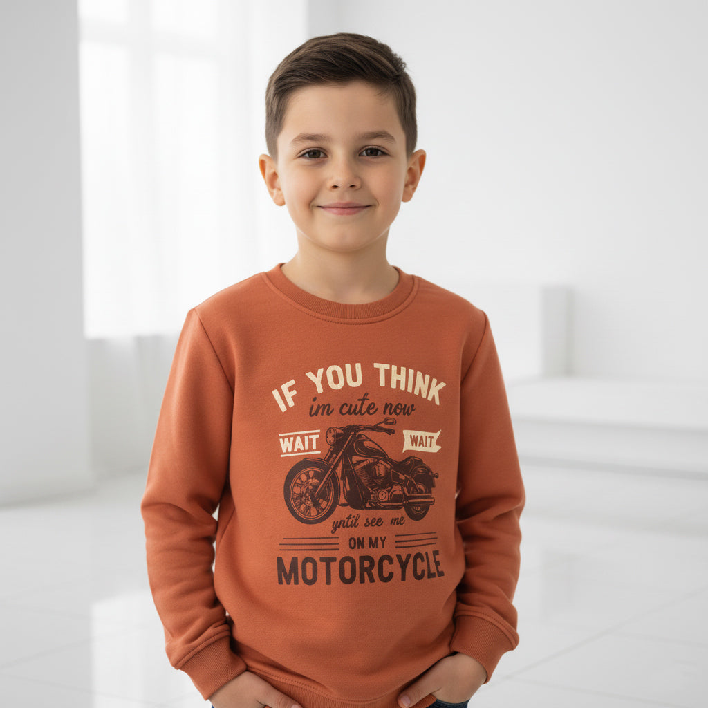 Boys Fleece Rust Motorcycle Graphic Boys' Sweatshirt