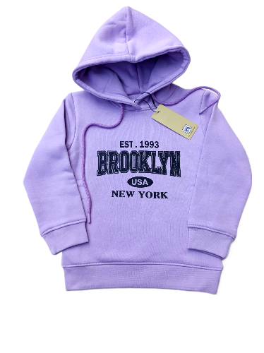Girl's purple hoodie with 'Brooklyn' printing