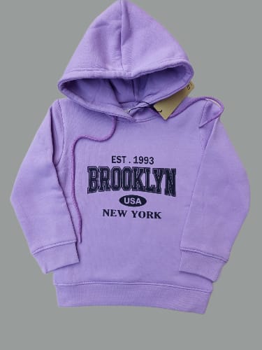 Girl's purple hoodie with 'Brooklyn' printing