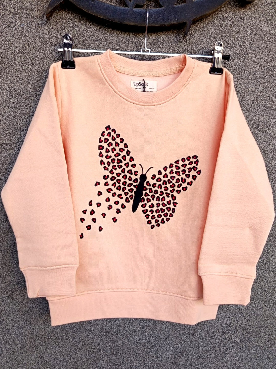 Girls Peach color sweatshirt with Butterfly print