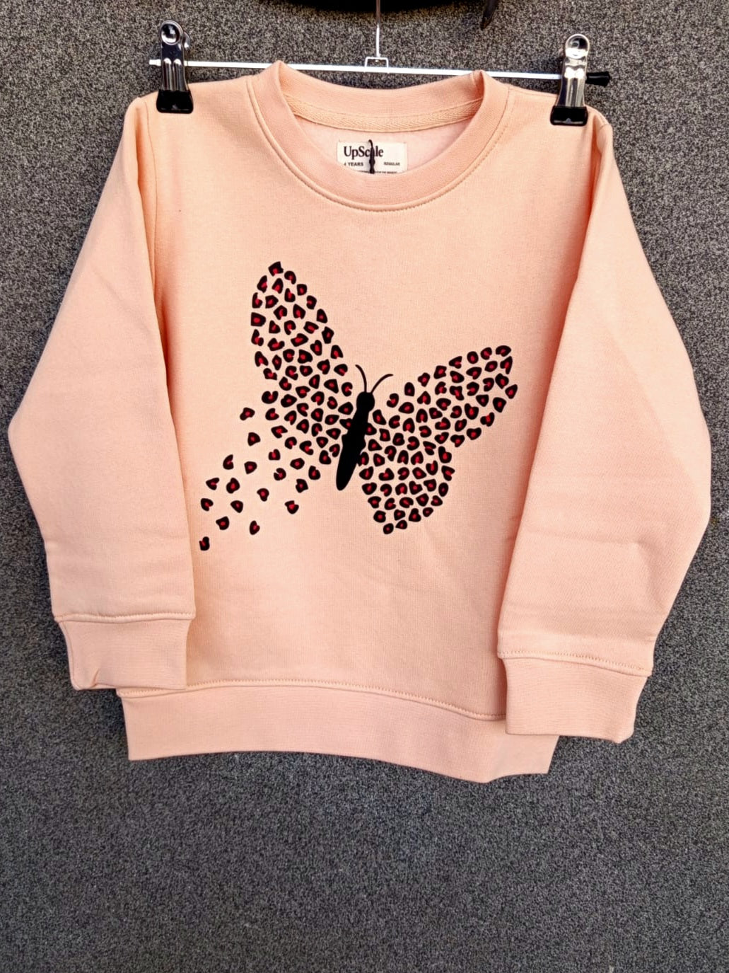 Girls Peach color sweatshirt with Butterfly print