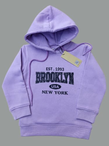 Girl's purple hoodie with 'Brooklyn' printing