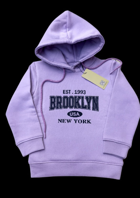 Girl's purple hoodie with 'Brooklyn' printing